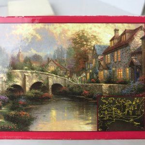 NEW - Thomas Kinkade1000 Piece Puzzle "Cobblestone Brooke" - Glow in the Dark
